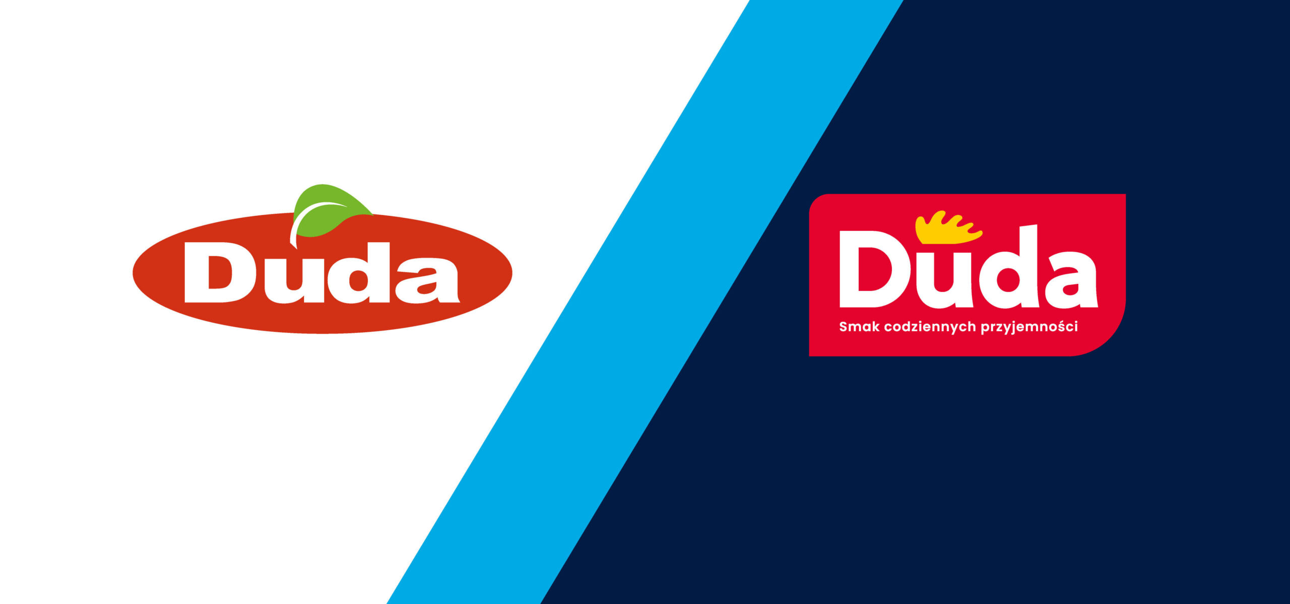 Rebranding marki Duda - logo przed i po rebrandingu