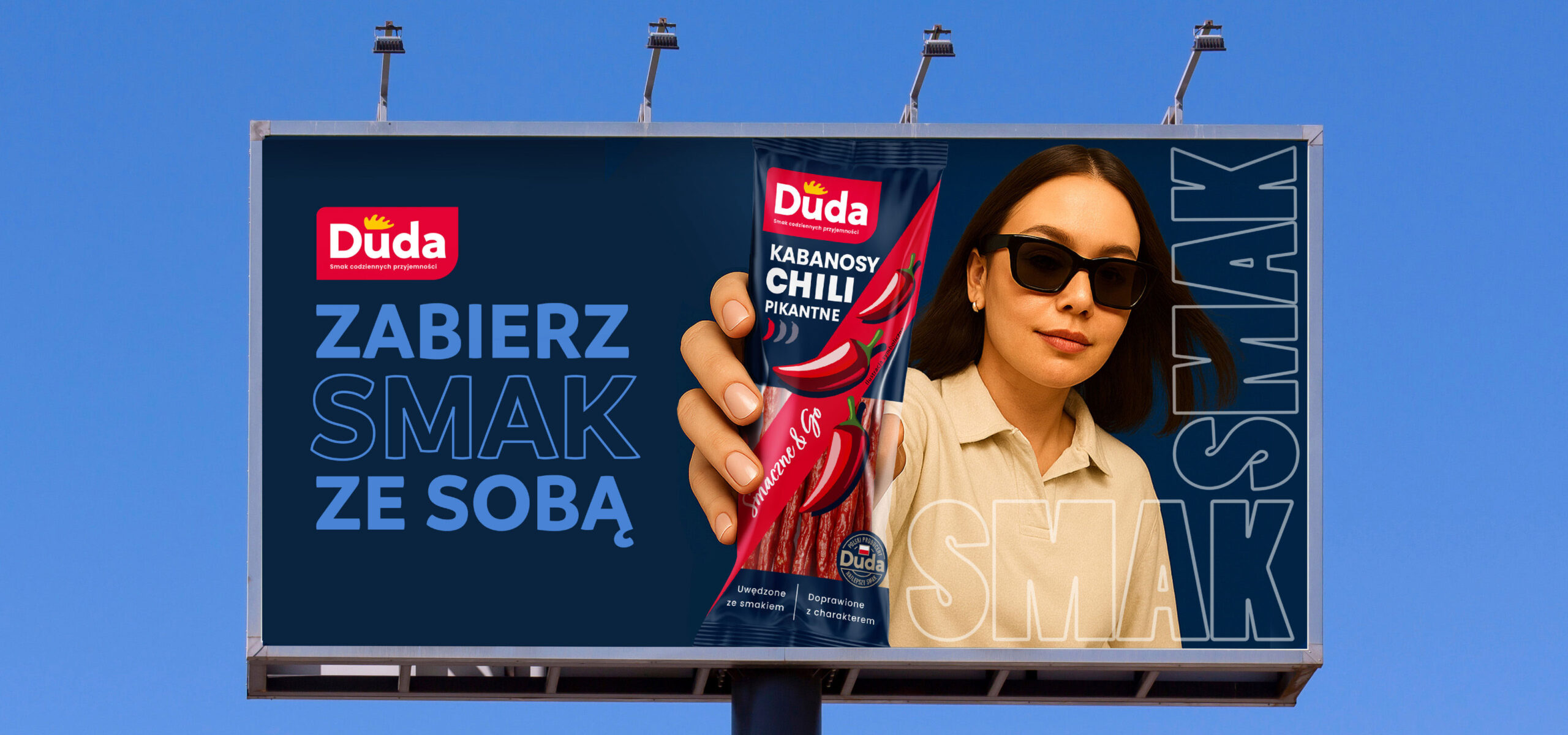 Rebranding marki Duda - bilbord z wizerunkiem kabanosów