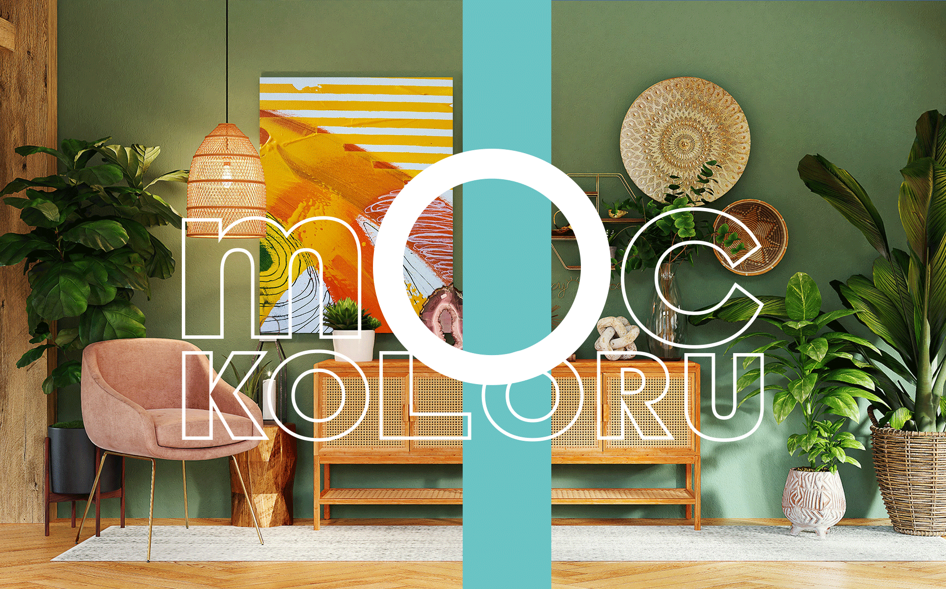 A cozy, warm interior with lots of plants and light - an inspiration for the redesign of the Dekoral paint line POWER OF COLOR.