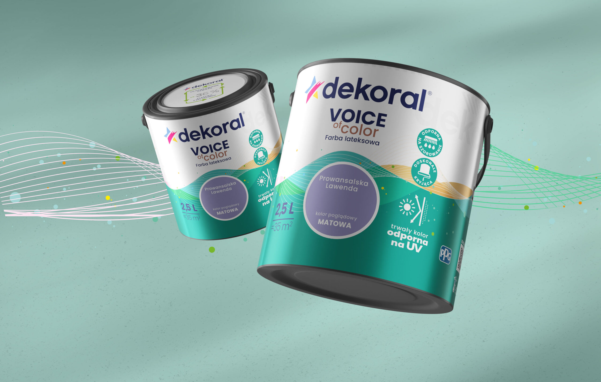 Dekoral rebranding - wizualizacja nowej puszki Dekoral voice of colour