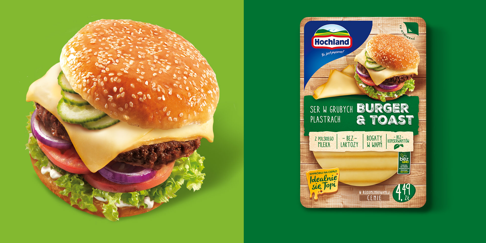 Opakowania serów żółtych Hochland - burger&toast.