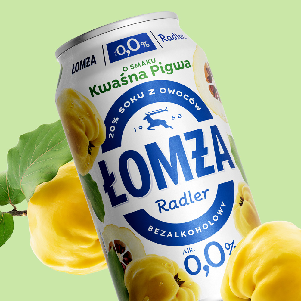 Łomża redesign owocowych radlerów - wizualizacja kwaśnej pigwy