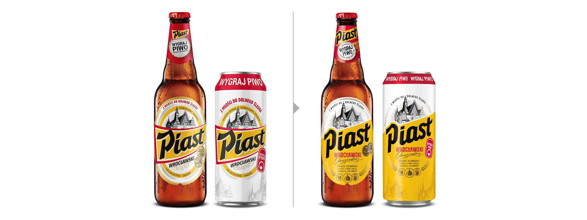 Rebranding Piast - przed i po.