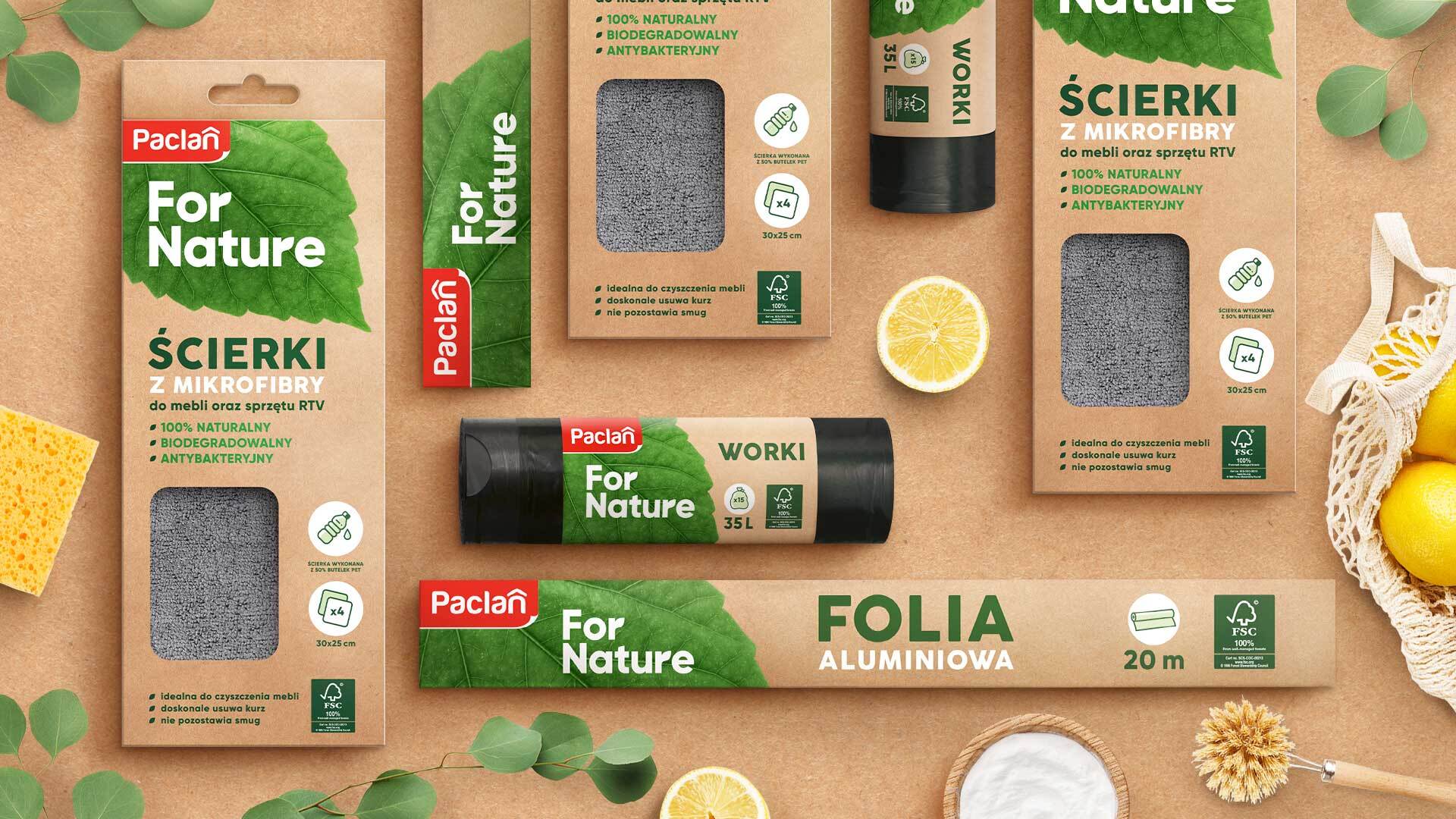 Eco-friendly design of Paclan For Nature packaging.