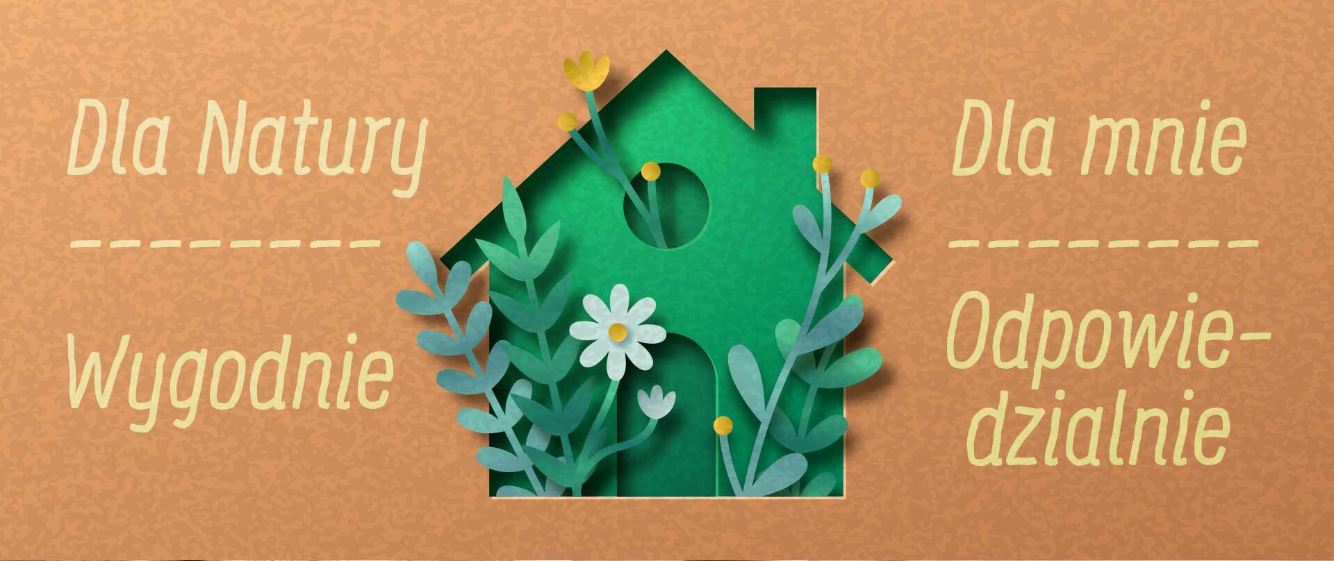 Paclan For Nature illustration. Paper house and flowers.
