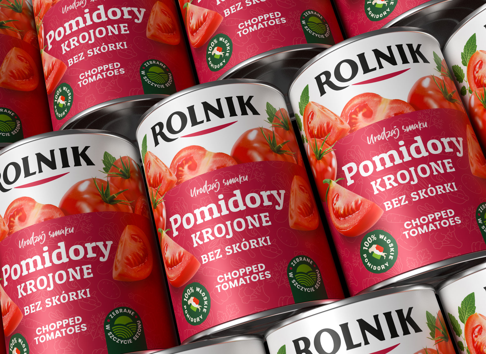 rebranding_marki_Rolnik - wizualizacje puszek pomidorów krojonych Rolnik