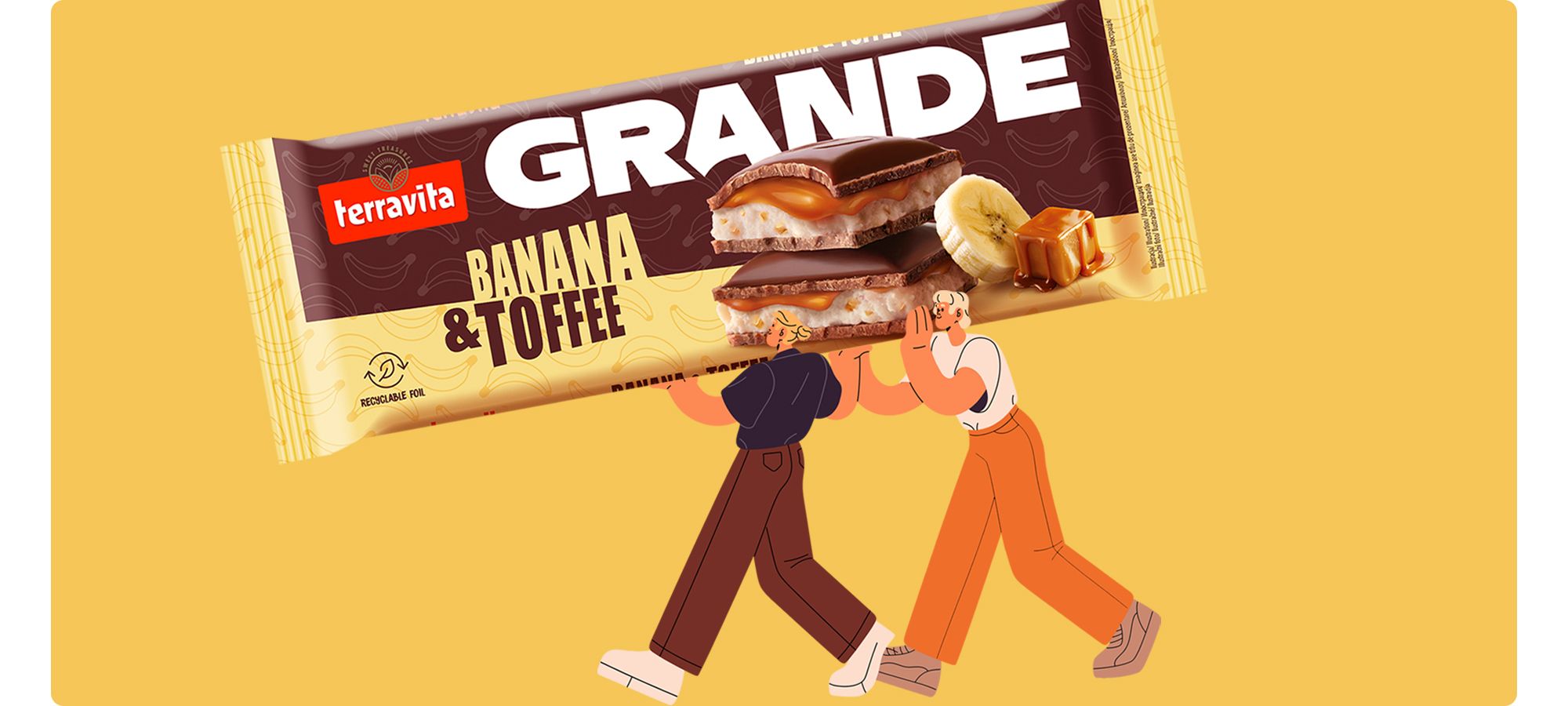 Rebranding linii czekolad Terravita GRANDE - smak banana & toffee