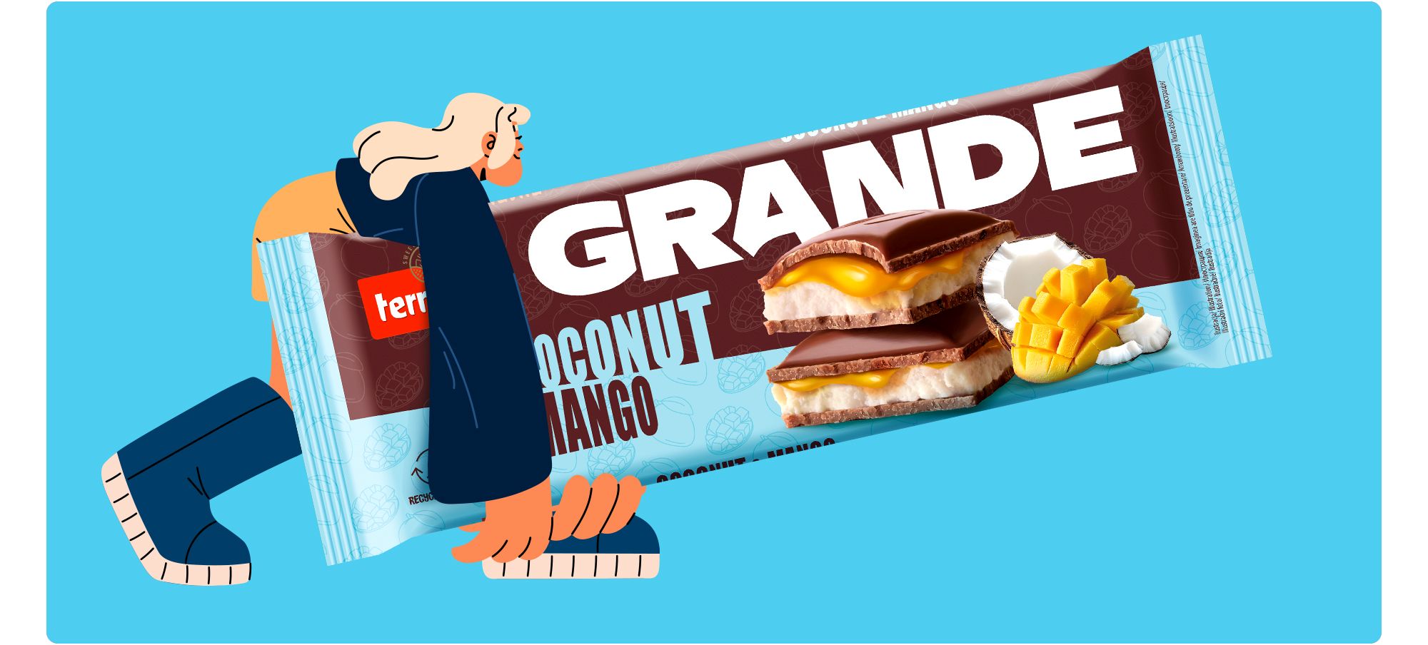 Rebranding linii czekolad Terravita GRANDE - smak coconut & mango