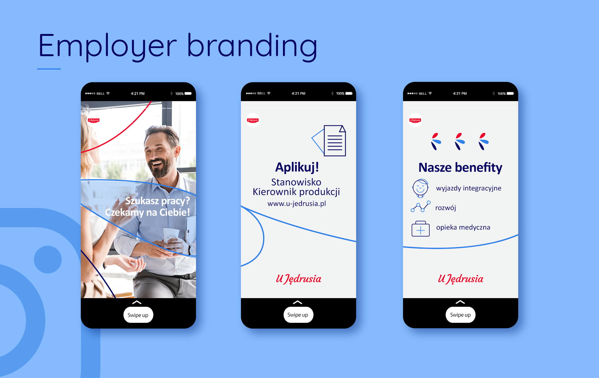 Branding U Jędrusia - identyfikacja wizualna firmy: smartfony z nowym brandem