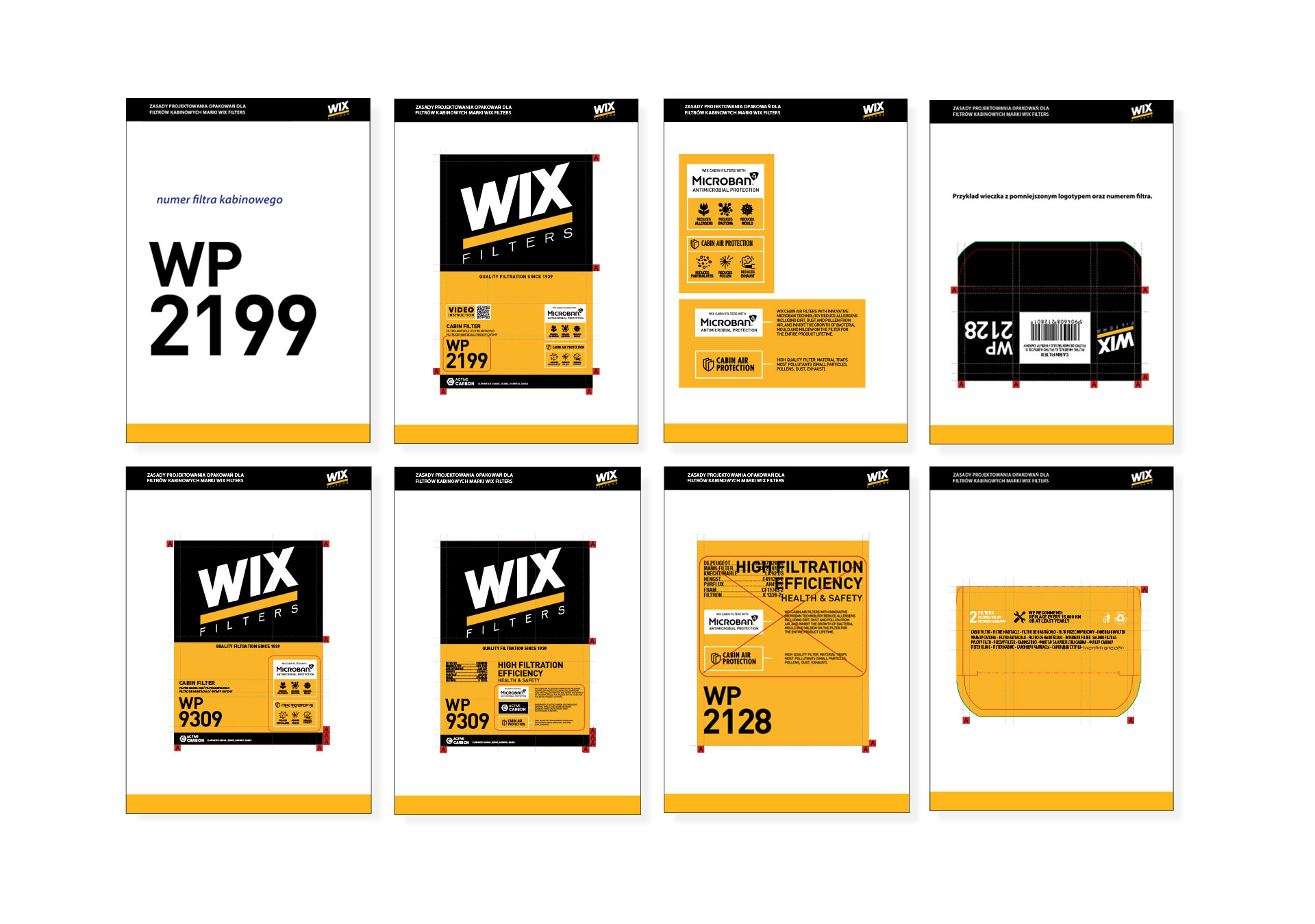 New Wix cabin filter packaging design, icons and symbols