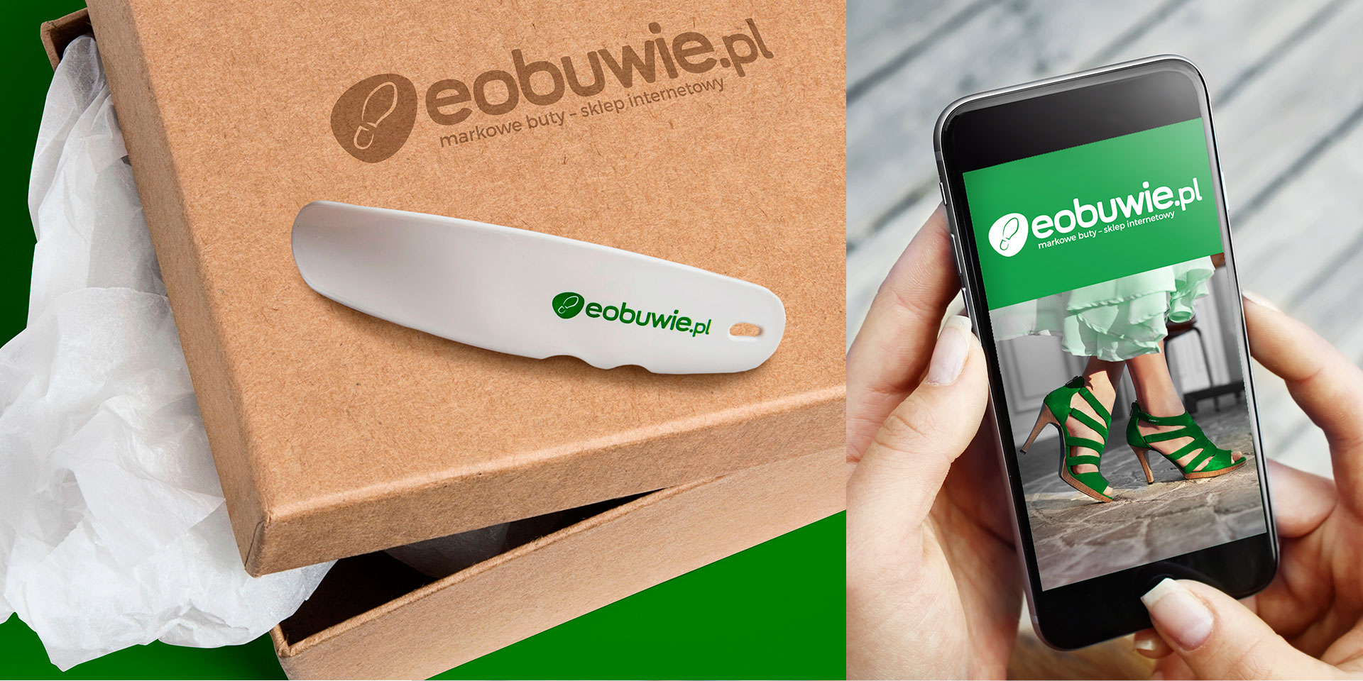 Digital branding marki eObuwie i świat marki - identyfikacja wizualna, packaging design i webdesign.
